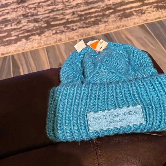 Kurt Geiger  Blue sparkle Knit Beanie Kurt GeigerBlue sparkle Knit Beanie main image 4